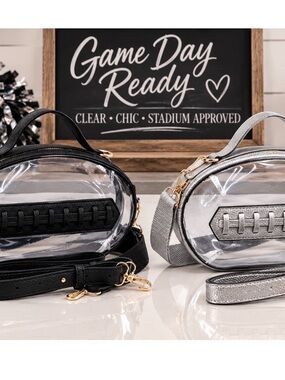 NWT Clear Football Stadium Purse SILVER Crossbody Game Day Bag Stadium Approved